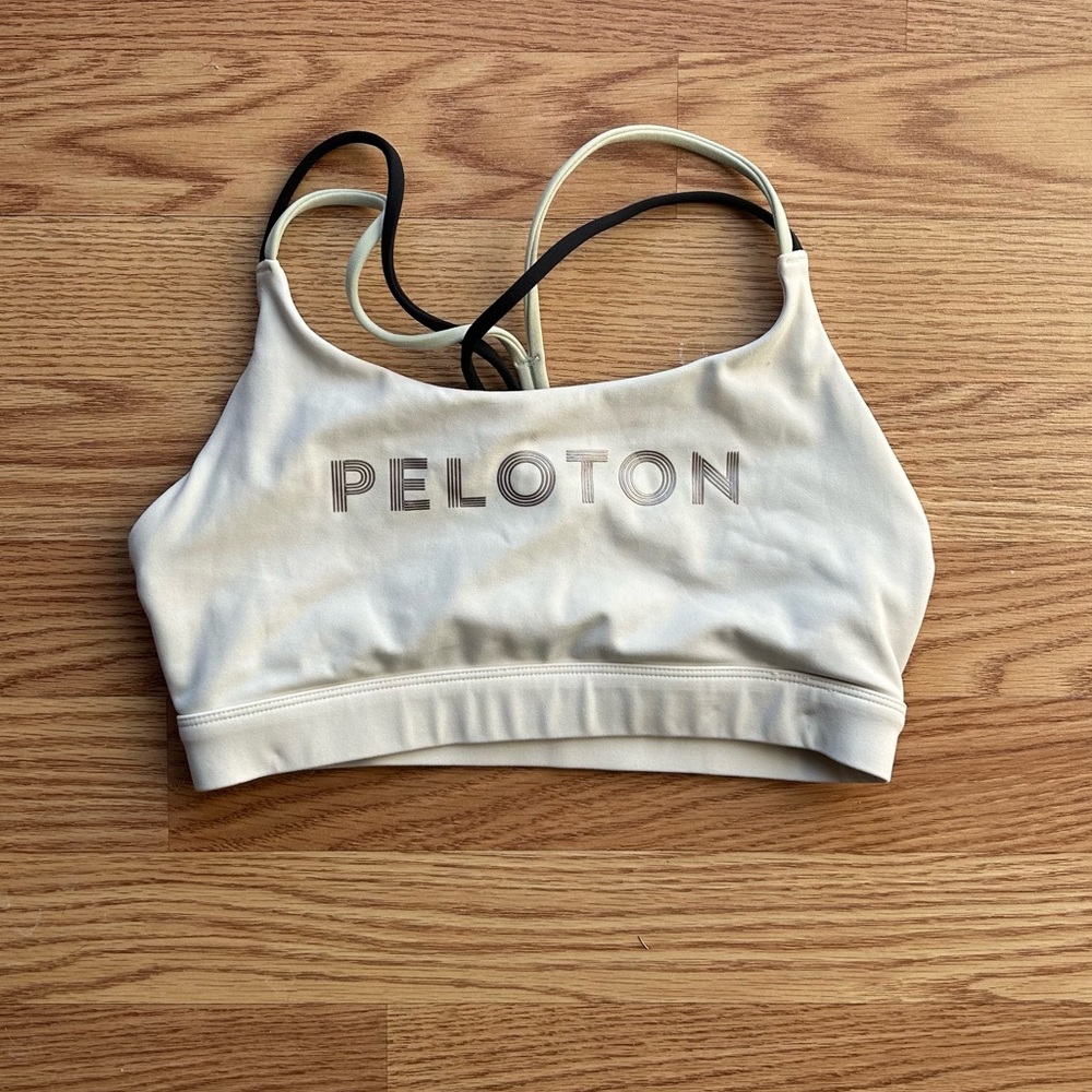 Peleton strappy back sports bra size small white